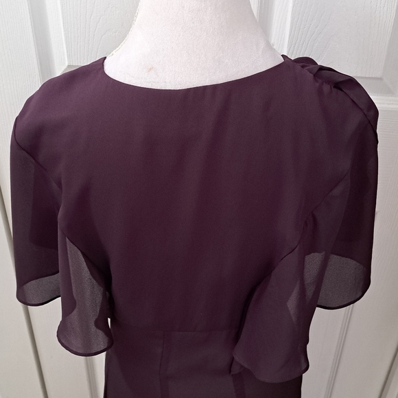 Vintage Eggplant Maxi Dress With Flutter Sleeves   Size 14 - Picture 5 of 14